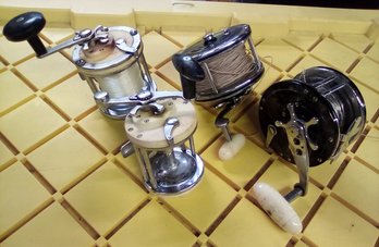 4 Salt Water Reels - Penn 149, Penn 49, Mitchell 600 Garcia & Another Unmarked, Both Made In France