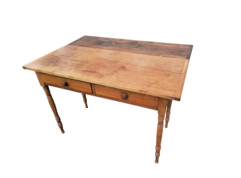 Antique Farmhouse  Pine Table With Drop Leaf / Desk