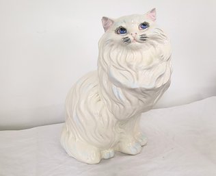 Large Painted Ceramic Cat Sculpture
