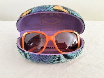 Women's Sunglasses In Colorful Snakeskin Type Case