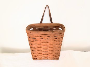 Longaberger Wall Hanging Basket With Leather Strap - More In This Sale