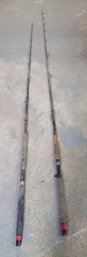 2 Fishing Rods - Shakespeare Ugly Stik Custom USCB 1170M 15-30 Lb - 7.5 Ft & 1 Unmarked 8.5 Ft