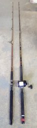 Two 7 Ft Fishing Rods - 1 Unmarked & 1 Penn Power Stick With Penn 25 GLS Graphite Lever Senator Reel