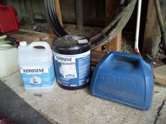 Kerosene - Full 5 Gal. Blue Container, Full 5 Gal. Klear Strip Metal Drum & Partial 2.5 Gal.
