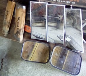 5 Truck Mirrors - 3 Tall & 2 Square Plus 2 Boxes Of Hardware