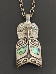 RARE LIMITED EDITION JERRY HILL STERLING SILVER BIRD TOTEM PENDANT NECKLACE