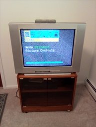 Sony Trinitron Television With Remote, Model KV-27FS 100L & Cabinet With 2 Glass Doors For Storage  B1