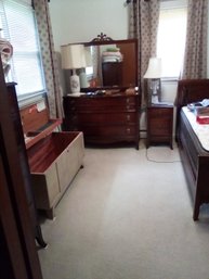 Bedroom Set With Dressers, Mirror, Nite Stand & Bed Frame  - Mahogany Style  BR2