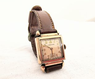 Vintage Longines Watch In A Rose Gold Color With Leather Strap
