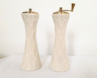 Lennox Ceramic Salt And Pepper Shakers With Leaf Motif