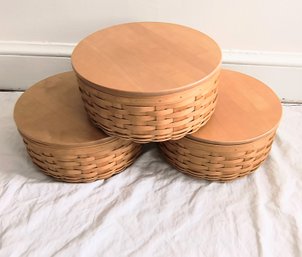 Trio Of Large Longaberger Basket/bins/containers - Very Collectible And Versatile