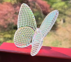 Baccarat Crystal Iridescent Butterfly Sculpture In Original Box