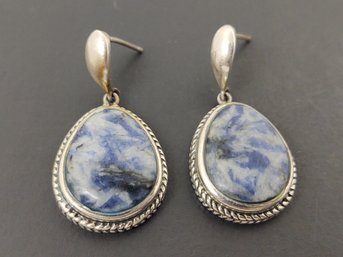 VINTAGE STERLING SILVER SODALITE EARRINGS