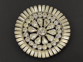 VINTAGE DESIGNER JAY FLEX STERLING SILVER RHINESTONE BROOCH