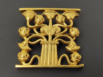 BEAUTIFUL MMA GOLD PLATED ASSYRIAN TREE OF LIFE BROOCH