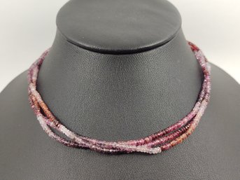 VINTAGE STERLING SILVER MULTI STRAND MULTI COLORED TOPAZ NECKLACE