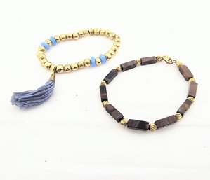 Two Bracelets With Gold-toned Elements