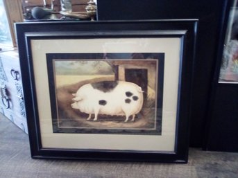Double Matted - Wood Framed - Beautiful Print Of A Large Farm Animal - From Ethan Allen           212/WA-B