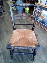 Beautiful Antique Hitchcock Eagle Stencil Rush Side Chair.          MB/SR