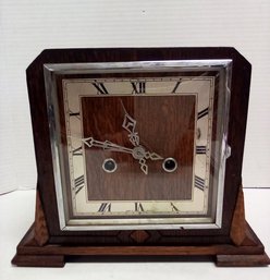 Vintage Clock Made In England - Wood Cabinet - Front Glass Door - Wood Door In Back With Mechanisms  RC/E4