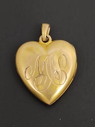 VINTAGE 10K GOLD PUFFY HEART LOCKET PENDANT (AS IS)