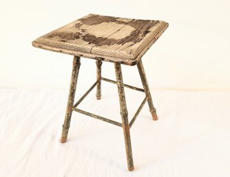 Antique Chippy Paint Stool / End Table / Side Table