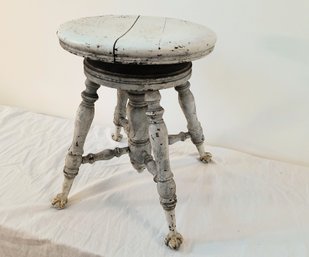 Wonderful Little Antique Stool With Claw Feet