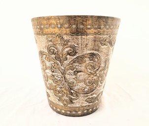 Waste Paper Basket With Gold Tone Designs