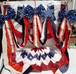 Patriotic Holiday Decorations - A Long Red, White & Blue Velvety Swag & 2 Semi Circle Banners & More KSS/CVBKB