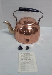 Benjamin & Medwin Hand Crafted Copper Teapot With Brass Spout & Handle Brackets   FL/D4