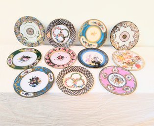 Set Of English Painted Metal Plates Based On Historical Designs