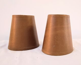 Pair Of Lamp Shades In A Silk Type Material