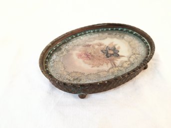 Small Antique Dish With Embroidery