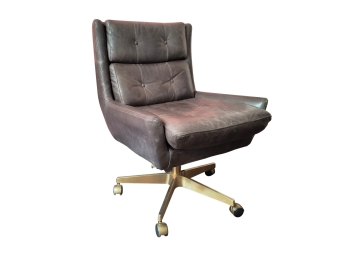 Mid-century Style Swivel Chair On Casters