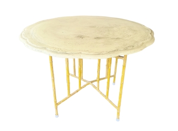 Vintage Indoor/outdoor Table With Faux Bamboo Legs
