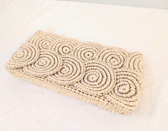 Vintage Clutch With Geometric Beaded Pattern