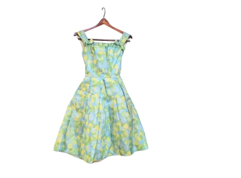 Vintage Party Dress / Sun Dress In Blue And Green