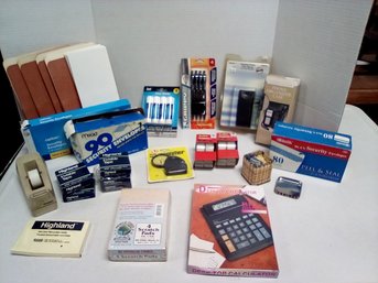 Office Items - Leather Perry Ellis Phone Case, Tape Dispenser/Refills, Glue Sticks, Batteries LP/C5
