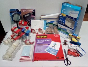 Office Supplies - Scotch Self-seal Laminating Pouches, Tape, Unopened Items, Envelopes, Batteries  LP/E2