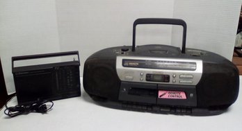 Aiwa Model CSD-SR525U Compact Disc Stereo Radio Cassette Recorder & Emerson Model PM3911 LP/CVBKB