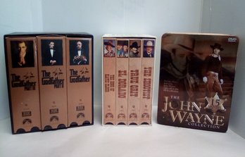 Movie Collections - 4 John Wayne VHS, 15 John Wayne On DVD & Godfather Series With 6 VHS Tapes LP/C5