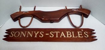 Beautiful Wall Hanging Wooden Sign Of Sonny's - Stable's 24' Wide          LP/A5