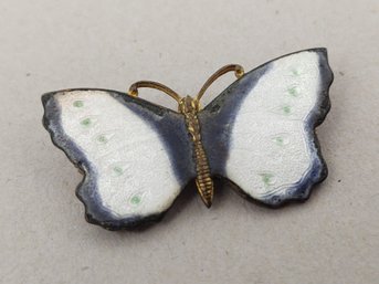 ANTIQUE ENAMELED BUTTERFLY PIN