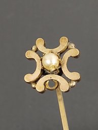ANTIQUE GOLD FILLED FAUX PEARL STICK PIN