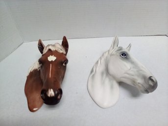 Two Ceramic Horse Wall Sculptures - One Labeled Norcrest Hand Crafted In Japan  LP/CVBK