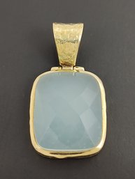 STUNNING GOLD OVER STERLING SILVER FACETED CHALCEDONY PENDANT