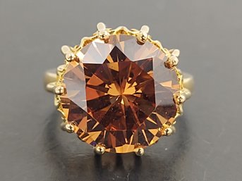 STUNNING GOLD OVER STERLING SILVER CITRINE RING