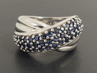 STUNNING STERLING SILVER BLUE SAPPHIRE RING