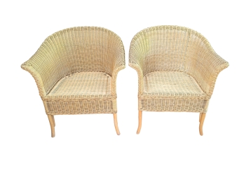 Lovely Pair Of Wicker Armchairs , Comes With Seat Cushions