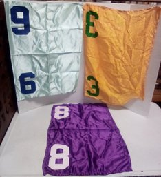 Three Used Race Horse Silk Saddle Cloths From Sonny's Stable Horses   LP/a3